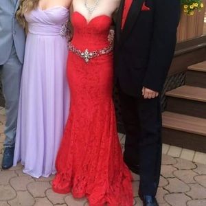 Red Lace Prom Dress